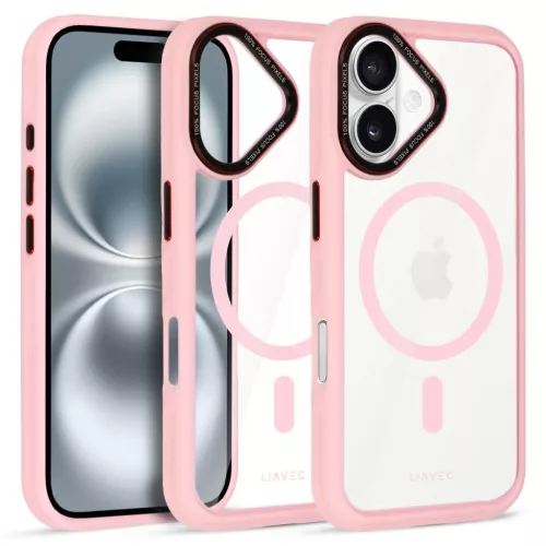 Liavec Hybrid Magsafe átlátszó tok iPhone 16 light pink tok