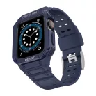 Protect Strap Band tok szíjjal Apple Watch 9 / 8 / 7 / 6 / 5 / 4 / 3 / 2 / SE / SE2 (41 / 40 / 38mm) tok, páncélfedő a karórához Kék