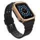 Protect Strap Band csuklópánt és tok Apple Watch 9 / 8 / 7 / 6 / 5 / 4 / 3 / 2 / SE / SE2 (41 / 40 / 38mm) tok Páncélozott borítás karórához Fekete / Rose Gold tok