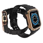 Protect Strap Band csuklópánt és tok Apple Watch 9 / 8 / 7 / 6 / 5 / 4 / 3 / 2 / SE / SE2 (41 / 40 / 38mm) tok Páncélozott borítás karórához Fekete / Rose Gold tok