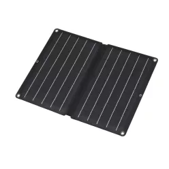   HOME MSC10W hordozható napelemes USB töltő, összecsukható, 10Watt, 2xUSB, LED töltésjelző, felakasztható, tartozék karabinerekkel