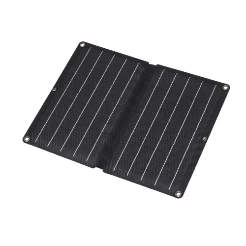 HOME MSC10W hordozható napelemes USB töltő, összecsukható, 10Watt, 2xUSB, LED töltésjelző, felakasztható, tartozék karabinerekkel
