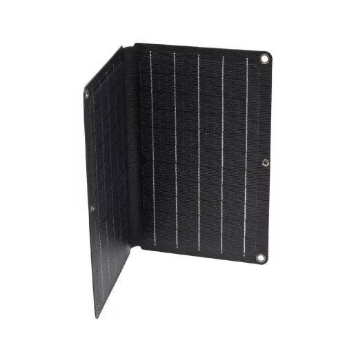 HOME MSC10W hordozható napelemes USB töltő, összecsukható, 10Watt, 2xUSB, LED töltésjelző, felakasztható, tartozék karabinerekkel