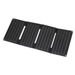   HOME MSC20W hordozható napelemes USB töltő, összecsukható, 20Watt, USB-A + USB-C + DC kimenet, PD gyorstöltés, LED töltésjelző, felakasztható, tartozék karabinerekkel