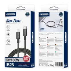 JELLICO kábel B28 USB-C - Lightning PD 30W 1M Fekete