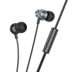   HOCO vezetékes fülhallgató Jack 3,5 mm mikrofonnal M110 fém szürke