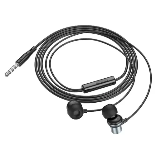 HOCO vezetékes fülhallgató Jack 3,5 mm mikrofonnal M110 fém szürke