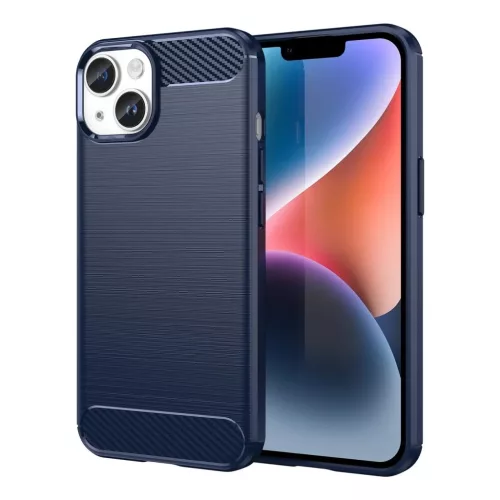 Szénfekete tok iPhone 14 Plus rugalmas gél hátlap tok kék