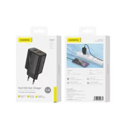 FONENG fali töltő EU63 2.4A 12W 2xUSB fekete
