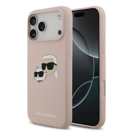 iPhone 17 Pro Max Pink Karl Lagerfeld Szilikon Ikonikus Fejek MagSafe Tok