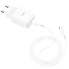 HOCO utazó töltő USB A + kábel USB A-ról Type C-re 2.1A N2 fehér