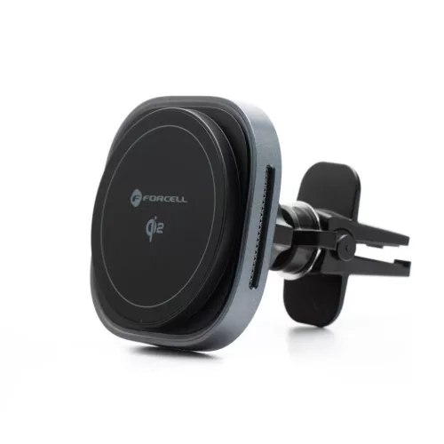 FORCELL F-GRIP Air Mag (F-07) mágneses autós tartó szellőzőhöz vezetéknélküli töltéssel kompatibilis MagSafe Qi2 15W szürke