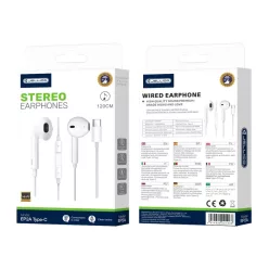   JELLICO vezetékes fülhallgató EP2A USB-C mikrofonnal 1.2M Fehér