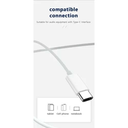 JELLICO vezetékes fülhallgató EP2A USB-C mikrofonnal 1.2M Fehér