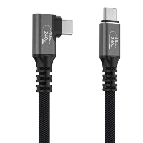 Wozinsky WPS2-UY41S USB-C Thunderbolt 4 240W döntött nyak kábel 2m - Fekete