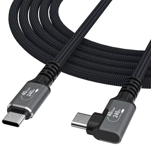 Wozinsky WPS2-UY41S USB-C Thunderbolt 4 240W döntött nyak kábel 2m - Fekete
