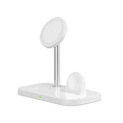   Tech-Protect QI15W-A22 induktív MagSafe töltő 3in1 MagSafe állvánnyal okostelefonhoz / Apple Watch-hoz / AirPods-hoz - fehér