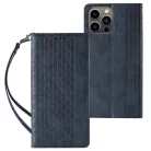 Magnet Strap Case tok iPhone 13 Pro-hoz Pénztárca Tok + Mini Nyakpánt Medál Kék