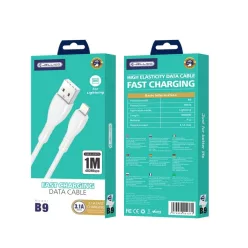 JELLICO kábel B9 Lightning 3.1A 1M Fehér