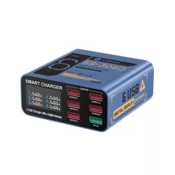 Desktop Charger Sunshine SS-304Q, 30W, 3.5A, 6 x USB-A, Kék