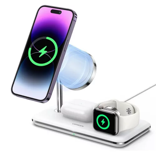 UGREEN CD278 3 az 1-ben vezeték nélküli töltőállomás, 25W, 1.67A, fehér MFi