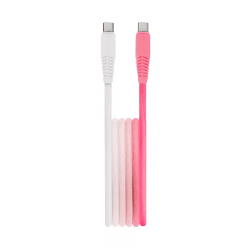 Setty kábel USB-C - USB-C 1,5 m 3A KGC-C-1.5320 fehér-rózsaszín átmenetes