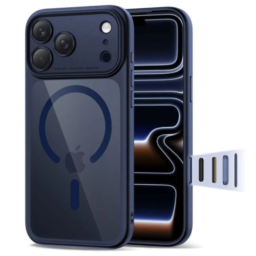 iPhone 17 Pro Max Tech-protect Magpeak Magsafe CC tok Mélykék/átlátszó