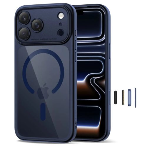 iPhone 17 Pro Max Tech-protect Magpeak Magsafe CC tok Mélykék/átlátszó