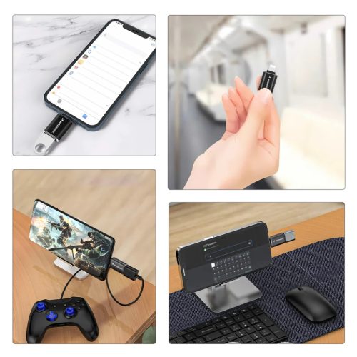 Wozinsky WALA-01 Lightning - USB-A OTG Adapter - Fekete
