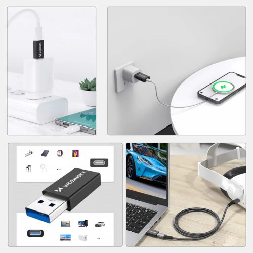Wozinsky WAAC-01 USB-A - USB-C OTG Adapter - Fekete