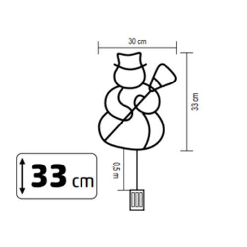 HOME KID507BWW hóember ablakdísz, 35 db melegfehér LED, időzítő, elemes, beltéri kivitel