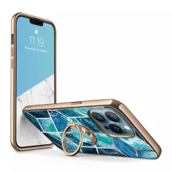   iPhone 13 Pro Max Supcase IBLSN Cosmo Snap márvány mintás tok óceán kék