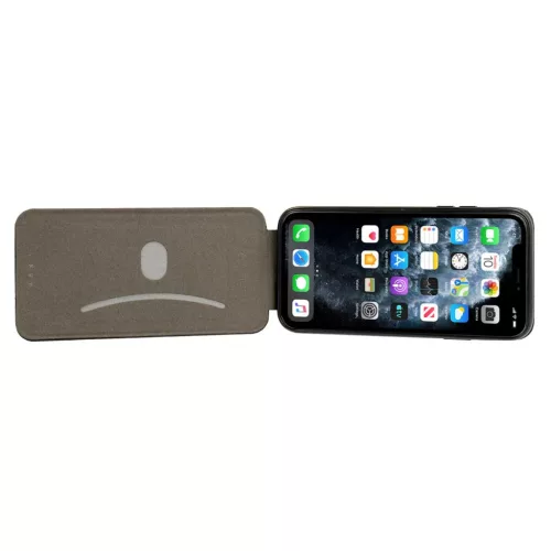 iPhone 13 Pro Max Vennus Flexi Book Elegance fliptok fekete - Függőlegesen nyíló