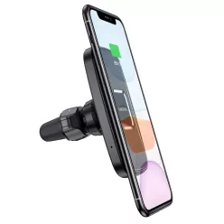   Borofone BH35 Mágneses autós telefontartó és Vezeték nélküli Qi töltő műszerfalra / szellőzőre fekete