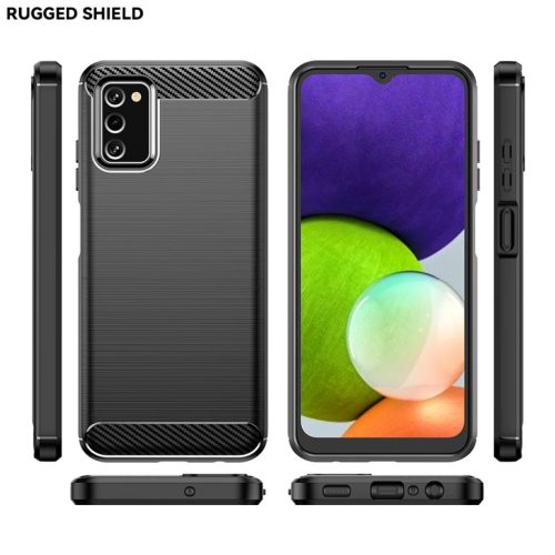 Samsung Galaxy A03s Carbon szénszál mintájú TPU tok kék Alphajack