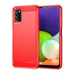   Samsung Galaxy A03s Carbon szénszál mintájú TPU tok piros Alphajack