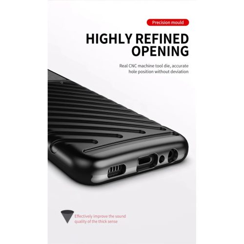 Samsung Galaxy A03s fokozott védelmet biztosító flexibilis TPU tok fekete Alphajack