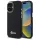 iPhone 16 fekete kemény tok Guess Silicone Script Metal Logo & Frame