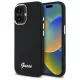 iPhone 16 fekete kemény tok Guess Silicone Script Metal Logo & Frame