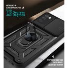 Samsung Galaxy A03s TPU tok kameralencse védővel, kihajtható mágneses támasszal piros Alphajack