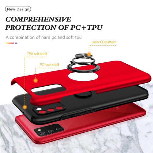 Samsung Galaxy A03s TPU tok kihajtható mágneses támasszal piros Alphajack