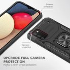 Samsung Galaxy A03s fokozott védelmet biztosító TPU tok kihajtható mágneses támasszal fekete Alphajack (PROTECTION-2)