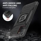 Samsung Galaxy A03s fokozott védelmet biztosító TPU tok kihajtható mágneses támasszal fekete Alphajack (PROTECTION-2)