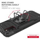 Samsung Galaxy A03s fokozott védelmet biztosító TPU tok kihajtható mágneses támasszal fekete Alphajack (PROTECTION-2)