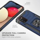 Samsung Galaxy A03s fokozott védelmet biztosító TPU tok kihajtható mágneses támasszal kék Alphajack (PROTECTION-2)