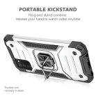 Samsung Galaxy A03s fokozott védelmet biztosító TPU tok kihajtható mágneses támasszal ezüst Alphajack (PROTECTION-2)