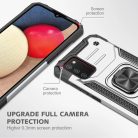 Samsung Galaxy A03s fokozott védelmet biztosító TPU tok kihajtható mágneses támasszal ezüst Alphajack (PROTECTION-2)