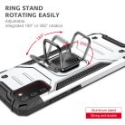 Samsung Galaxy A03s fokozott védelmet biztosító TPU tok kihajtható mágneses támasszal ezüst Alphajack (PROTECTION-2)