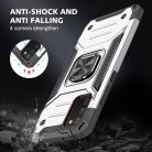 Samsung Galaxy A03s fokozott védelmet biztosító TPU tok kihajtható mágneses támasszal ezüst Alphajack (PROTECTION-2)