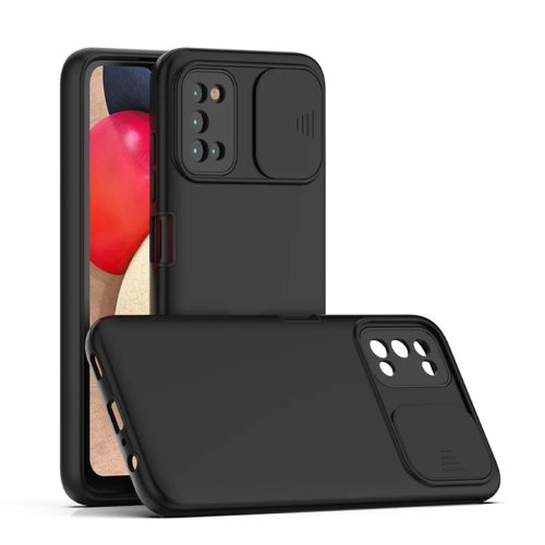 Samsung Galaxy A03s TPU tok kameralencse védővel fekete Alphajack